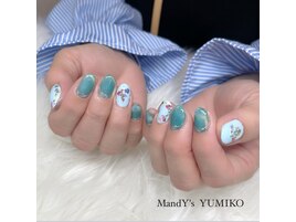 マグネット/パステルブルー/花