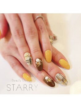 スターリー(STARRY)/手描き　ブラウン　イエロー