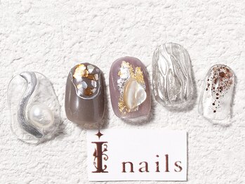 アイネイルズ 梅田店(I nails)/でこぼこミラー箔シェル¥9200