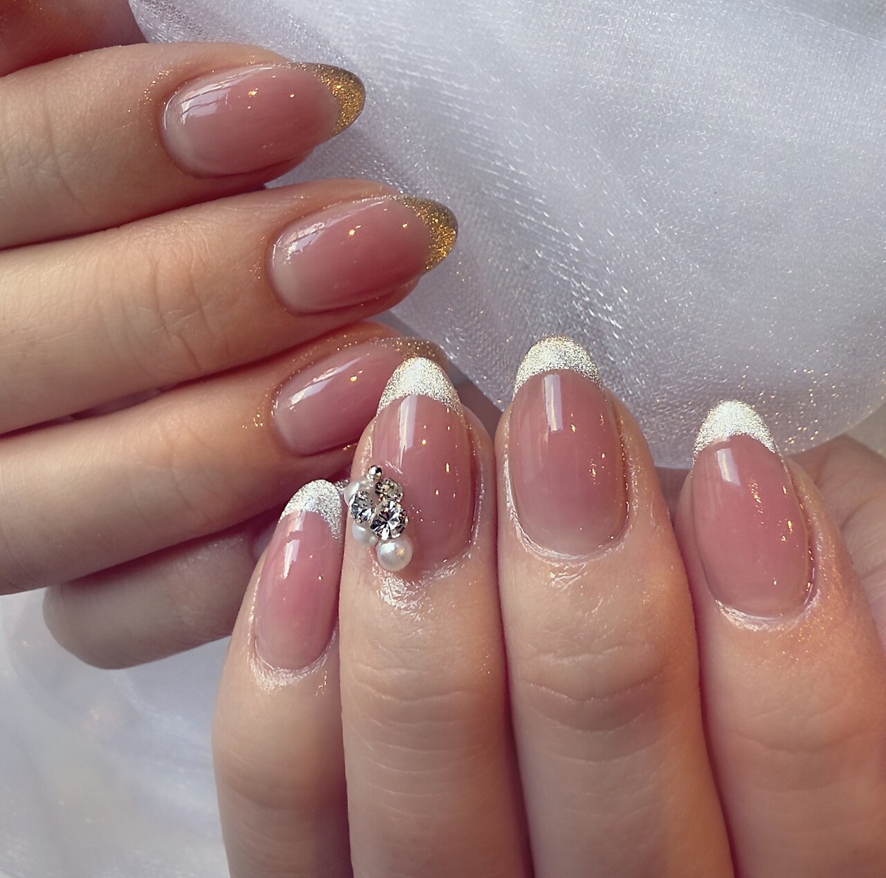 【オーダー】ピンク　マグネット　斜めライン　バタフライ　ワンホン　ネイルチップ オーダーピンクマグネット斜めラインバタフライワンホンネイルチップ