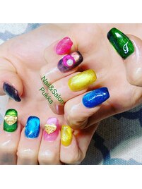 カラフルビー玉ネイル