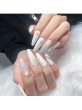 ヘブン ネイル 鶯谷(HEAVEN Nail)/ホワイトフラワーネイル