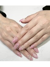マヌスキュア/ピンク×ハイバスカスネイル