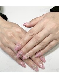 ピンク×ハイバスカスネイル