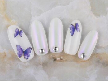 ネイルプラザ 河原町OPA店(NAIL PLAZA)/蝶々×オーロラミラーネイル♪