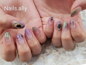 ネイルズアリー 立川店(Nails ally)/ミラー×韓国パーツ×ストーン