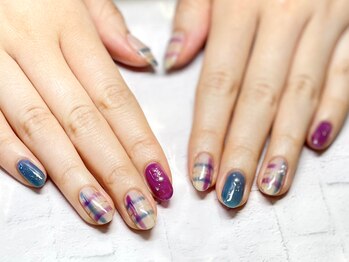 チェック ブルー パープル