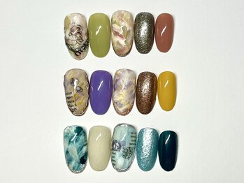 アンドミーネイル 蒲田(&me.nail)/もやもやネイル 秋ネイル ミラー