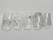 ネイルメゾン 渋谷店(NAIL MAISON)/クリアリボンキラキラ￥4500