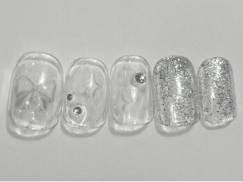 ネイルメゾン 渋谷店(NAIL MAISON)/クリアリボンキラキラ￥4500