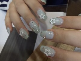 夏ネイル　ミントグリーン