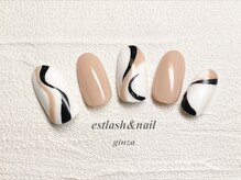 エストラッシュアンドネイル 銀座店(est lash&nail)/うねうねラインチョコネイル