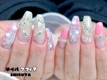 ネイルマフィア 渋谷(NAIL MAFIA)/チェック柄/ピンクネイル