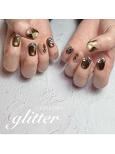 ネイルサロン グリッター(NAIL SALON glitter)/マグネットアーガイルネイル