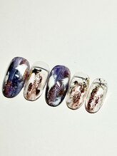 アンドミーネイル 蒲田(&me.nail)/秋ネイル ニュアンス 金箔