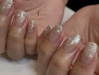 アイネイルズ 吉祥寺店(I nails)/ホワイトたらし込みアート