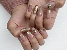 ジュイール ネイル 千葉店(Jouir nail)/ピンクグレージュ×ゴールド