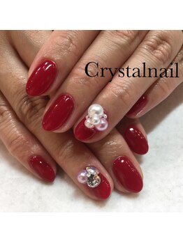 クリスタルネイル ボンベルタ橘店(CRYSTAL NAIL)/ワンカラー×パール