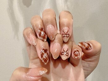 フリークネイル(FREAK Nail)の写真/【手書きチェックリボン*12000円】流行りの水光マグも♪シーンや制限に合わせてできる最大限のアートを♪