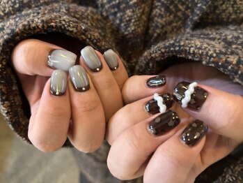 ナンバーネイル 大分中央町店(N° nail)/レオパード×フリル