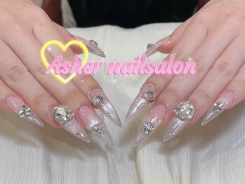 Asher ネイルサロン 横浜店の写真/500種類以上のパーツをご用意★キラキラワンホンネイルなら《Asher》にお任せ!パーツつけ放題も◎