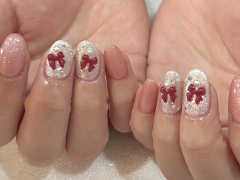 アルティノ ネイル ガーデン(altino nail garden)/ガーリー/キラキラ/夏/リボン