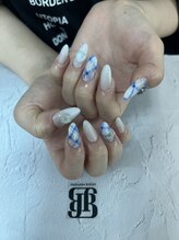 ネイルサロンレイアス(RAYAS)/青チェックネイル