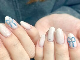 ぷっくりリボンネイル