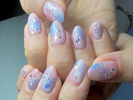 ピンクとブルーのキラキラ大理石