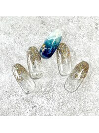 キラキラサマーネイル