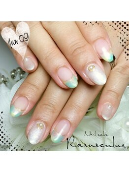 ラナンキュラス(Ranunculus)/タイダイ☆フレンチNail