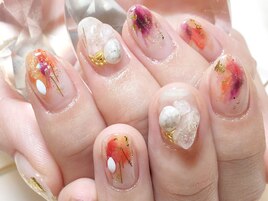 天然石×塗りかけnail★オーダー