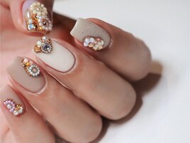 フラワービーズネイル☆