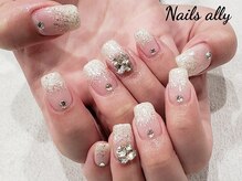 ネイルズアリー 立川店(Nails ally)/Vカットストーン×ビジュー×冬