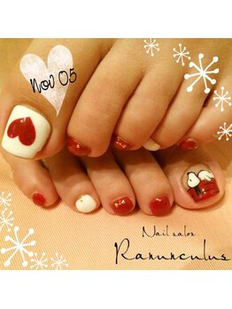 ラナンキュラス(Ranunculus)/☆スヌーピーFOOT Nail☆