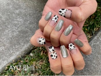 マグネット 牛柄ネイル マット