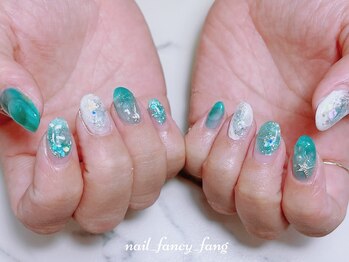 ネイル ファンシーファング(nail_fancy_fang)/水感強め 夏ネイル