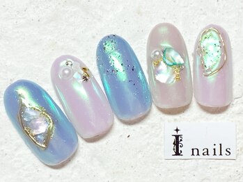 アイネイルズ 新宿店(I nails)/オーロラシェルブルー