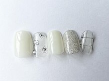アイネイルズ 梅田店(I nails)/お花落書きチェックネイル