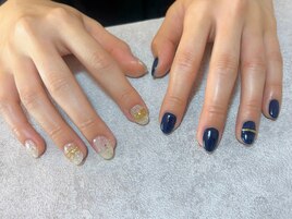 アシンメトリー　ミラーネイル