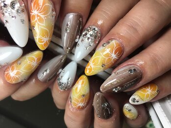 ネイルサロン ビビ(bibi)/フラワー×グレージュ大人キレイ