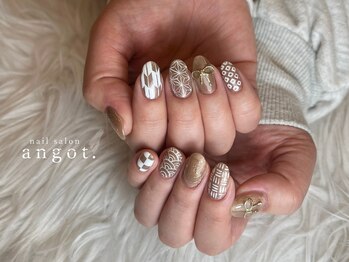 アンガット(angot.)/手書き和柄リボンフルアート