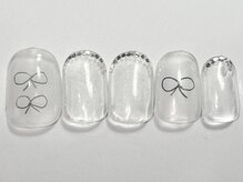 ネイルメゾン 渋谷店(NAIL MAISON)/手描きリボンホロ￥4500