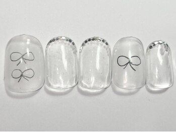 ネイルメゾン 渋谷店(NAIL MAISON)/手描きリボンホロ￥4500