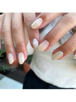 冬チェックネイル