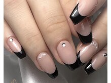 エフネイル(f.nail)/黒フレンチ