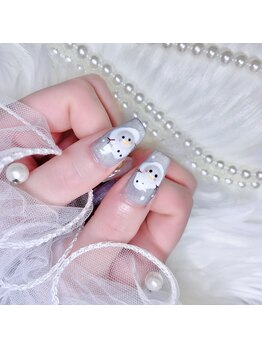 Xmasコース☆3D雪だるまネイル