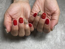 ボルドーチェックネイル