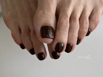 ブラウンワンカラーフットネイル