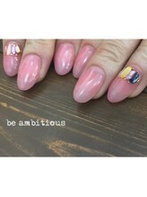 ネイルサロンアンドスクール ビーアンビシャス(be ambitious)/春ピンク×ストーン